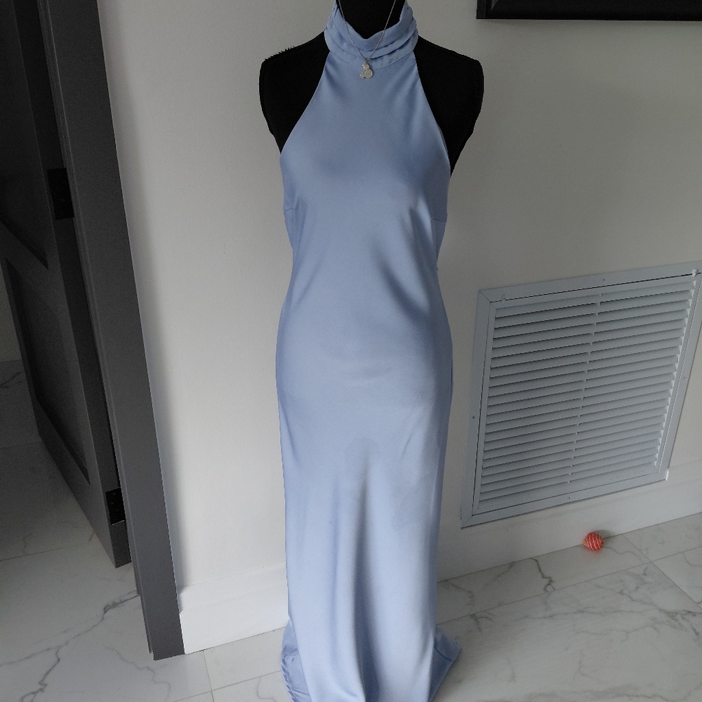 Light Blue Halter Evening Dress